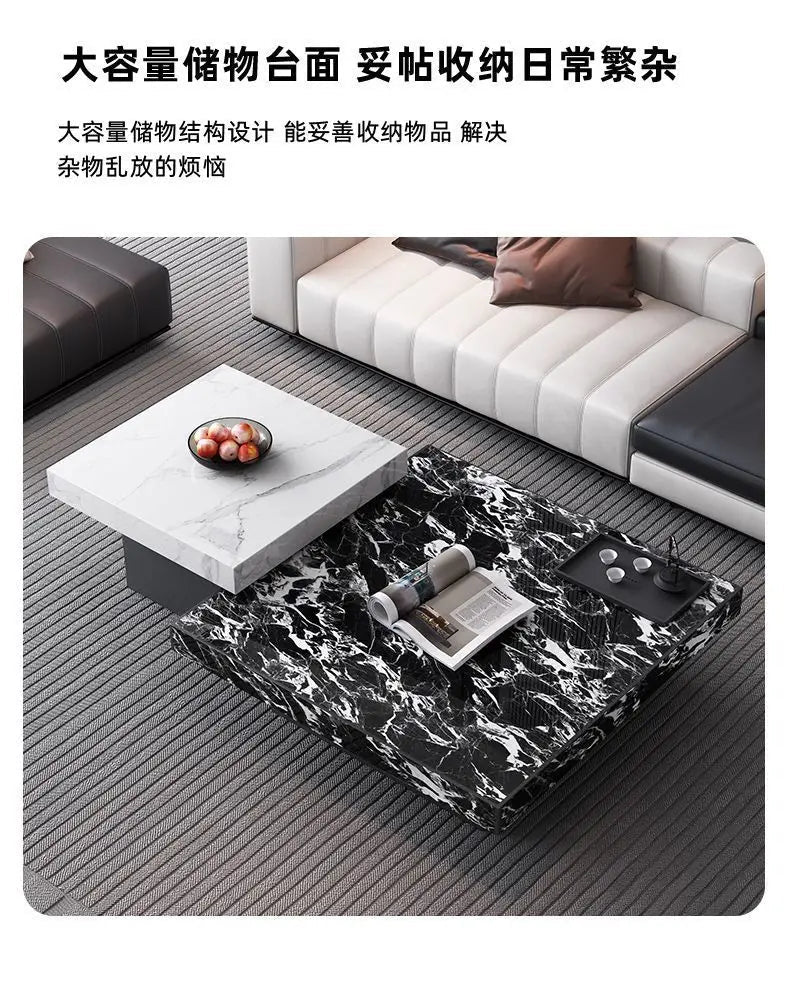Italian rock slab coffee table living room household light luxury high - end small apartment modern minimalist - PatioLix