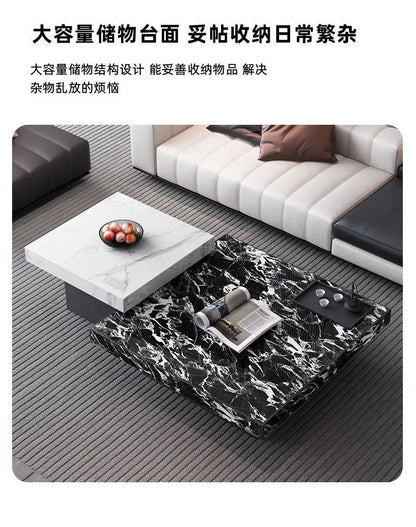 Italian rock slab coffee table living room household light luxury high - end small apartment modern minimalist - PatioLix