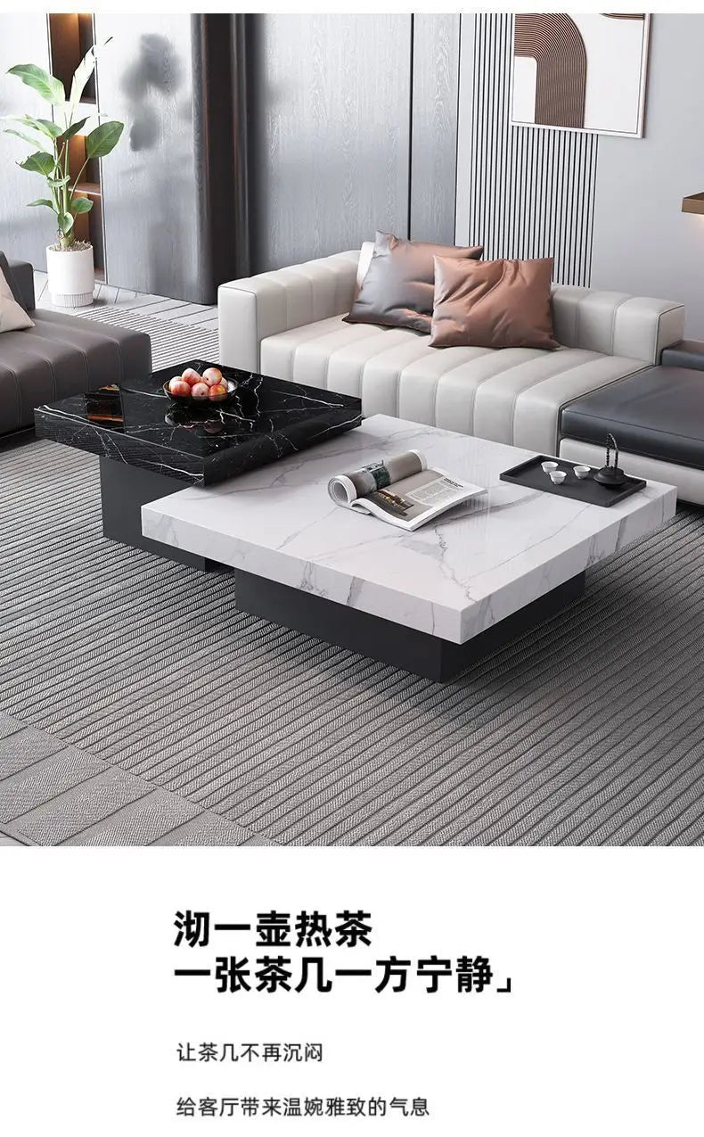 Italian rock slab coffee table living room household light luxury high - end small apartment modern minimalist - PatioLix