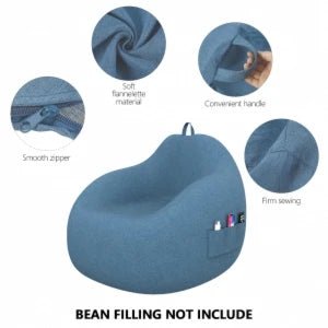 Lazy Seat Chair Sofa Cover Large Bean Bag Couch Soft Fluffy Breathable Adult Child Tatami Living Room Decorative without Filler - PatioLix