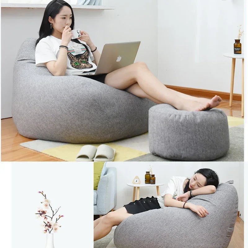 Lazy Seat Chair Sofa Cover Large Bean Bag Couch Soft Fluffy Breathable Adult Child Tatami Living Room Decorative without Filler - PatioLix