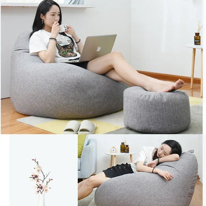 Lazy Seat Chair Sofa Cover Large Bean Bag Couch Soft Fluffy Breathable Adult Child Tatami Living Room Decorative without Filler - PatioLix