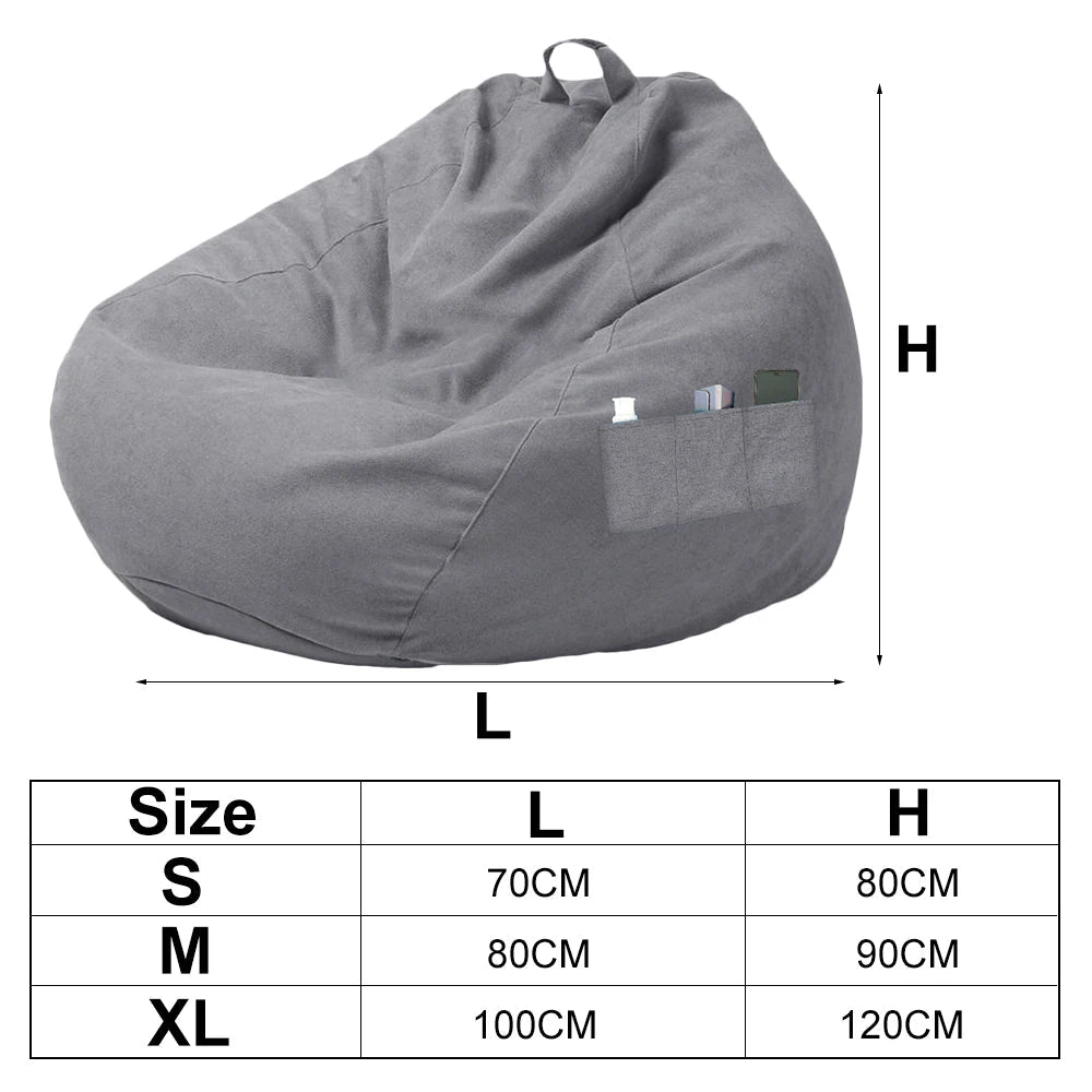 Lazy Seat Chair Sofa Cover Large Bean Bag Couch Soft Fluffy Breathable Adult Child Tatami Living Room Decorative without Filler - PatioLix