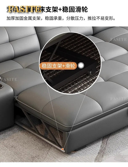Leather sofa electric adjustable modern minimalist living room first layer leather sofa bed - PatioLix