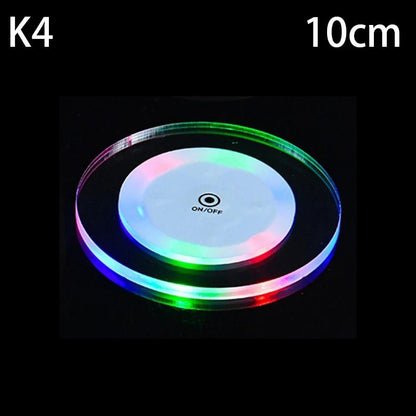 LED Coaster Acrylic Bar Cocktail Flash Base Mats Crystal Ultra - Thin LED Light Coaster For Bar Table Decoration Accessories - PatioLix