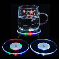 LED Coaster Acrylic Bar Cocktail Flash Base Mats Crystal Ultra - Thin LED Light Coaster For Bar Table Decoration Accessories - PatioLix