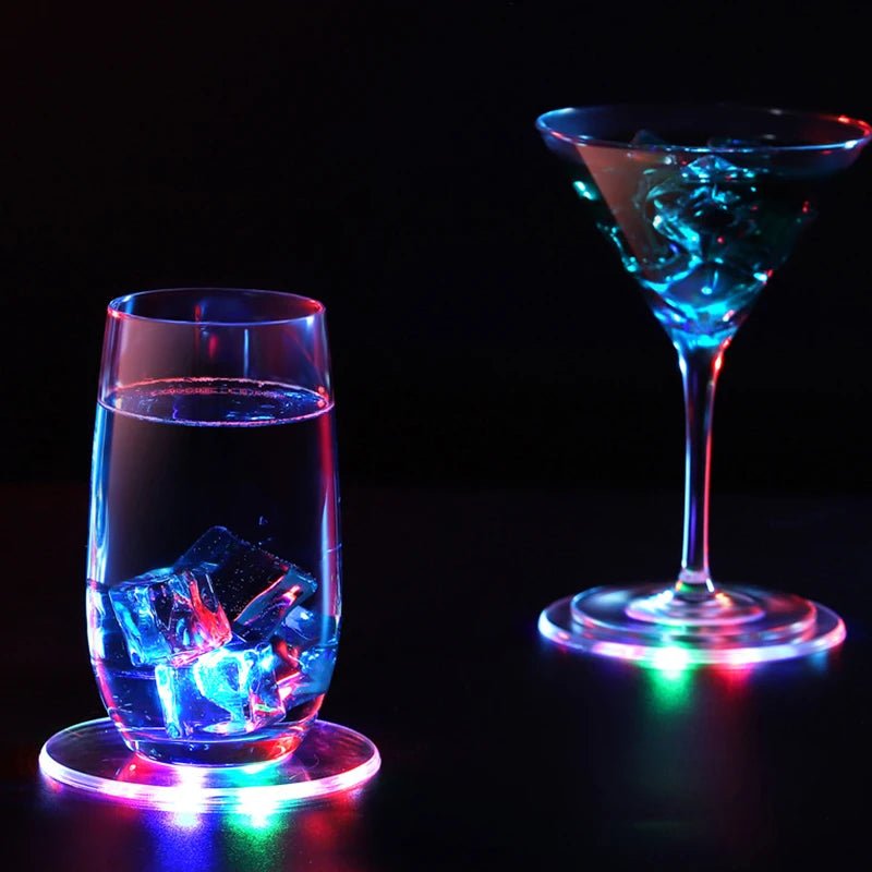 LED Coaster Acrylic Bar Cocktail Flash Base Mats Crystal Ultra - Thin LED Light Coaster For Bar Table Decoration Accessories - PatioLix