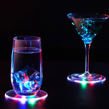 LED Coaster Acrylic Bar Cocktail Flash Base Mats Crystal Ultra - Thin LED Light Coaster For Bar Table Decoration Accessories - PatioLix