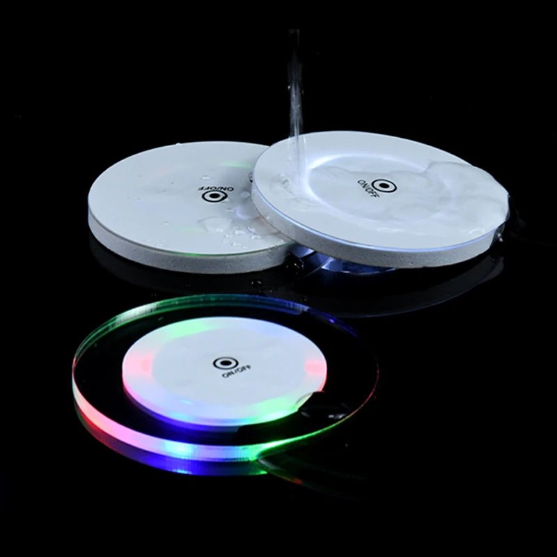LED Coaster Acrylic Bar Cocktail Flash Base Mats Crystal Ultra - Thin LED Light Coaster For Bar Table Decoration Accessories - PatioLix