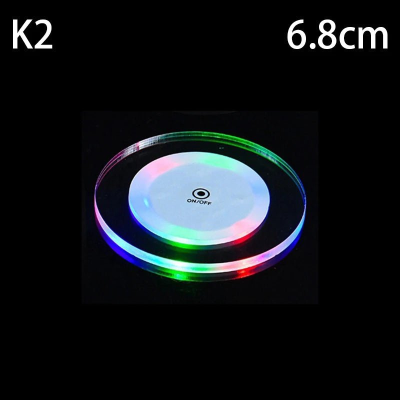LED Coaster Acrylic Bar Cocktail Flash Base Mats Crystal Ultra - Thin LED Light Coaster For Bar Table Decoration Accessories - PatioLix