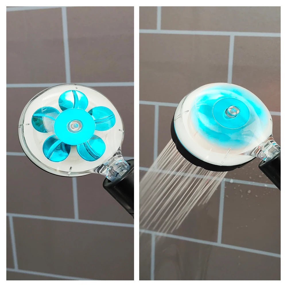 LED Digital Temperature Display Shower Head Temperature Control Colorful Fan Spray Nozzle High Pressure Rainfall Bathroom Shower - PatioLix