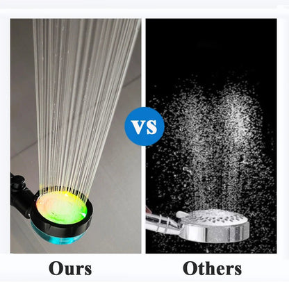 LED Digital Temperature Display Shower Head Temperature Control Colorful Fan Spray Nozzle High Pressure Rainfall Bathroom Shower - PatioLix