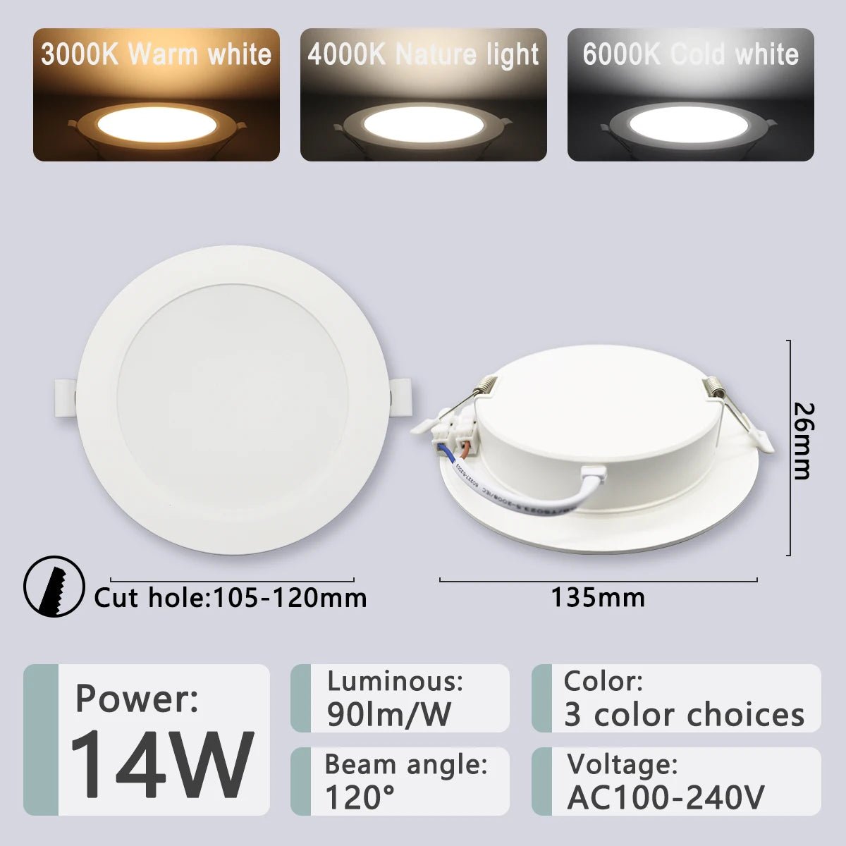 LED Downlight AC100 - 240V Spot Three colors 6W 10W 14W 17W 20W 24W Recessed in LED Ceiling Downlight Light Cold Warm white Lamp - PatioLix