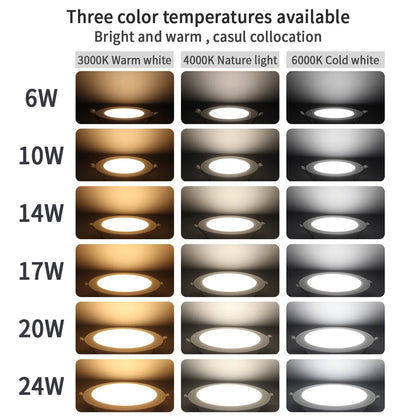LED Downlight AC100 - 240V Spot Three colors 6W 10W 14W 17W 20W 24W Recessed in LED Ceiling Downlight Light Cold Warm white Lamp - PatioLix