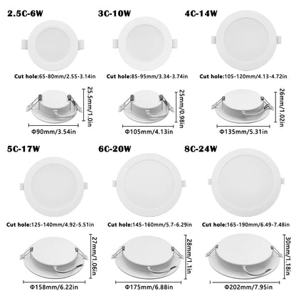 LED Downlight AC100 - 240V Spot Three colors 6W 10W 14W 17W 20W 24W Recessed in LED Ceiling Downlight Light Cold Warm white Lamp - PatioLix
