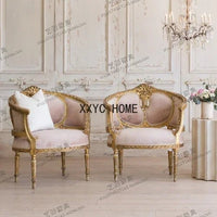Light Luxury American Wood Carved Single - Seat Sofa Chair Small Apartment Living Room Balcony Leisure Chair - PatioLix