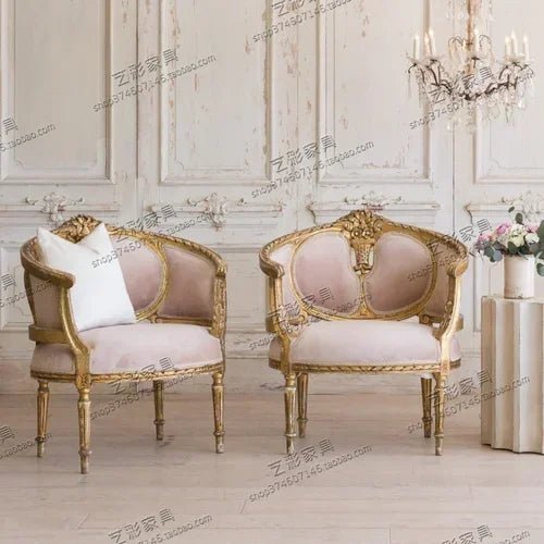 Light Luxury American Wood Carved Single - Seat Sofa Chair Small Apartment Living Room Balcony Leisure Chair - PatioLix