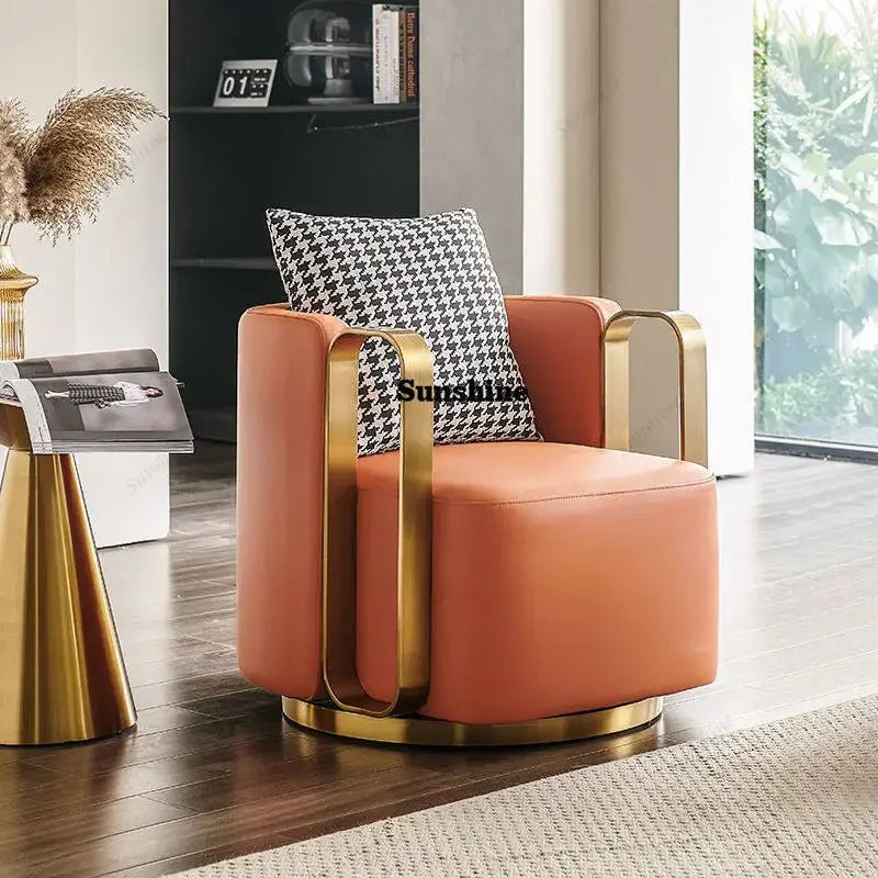 Light luxury rotatable lazy sofa chair hotel clubhouse reception negotiation chair FT - PatioLix