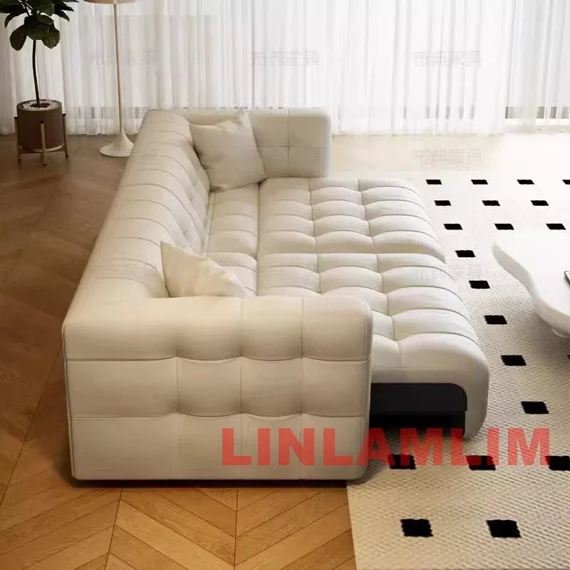Linlamlim Multifunctional Convertible Sofa Bed, Modern Genuine Leather Folding Marshmallow Couch Cama Living Room Home Furniture - PatioLix