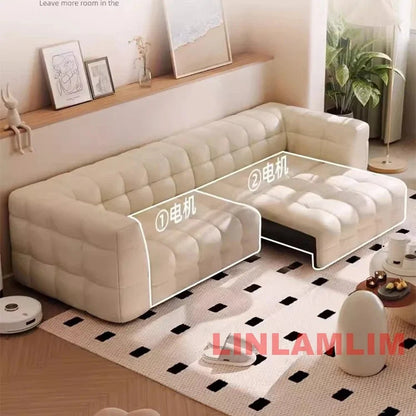 Linlamlim Multifunctional Convertible Sofa Bed, Modern Genuine Leather Folding Marshmallow Couch Cama Living Room Home Furniture - PatioLix
