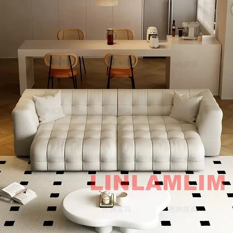 Linlamlim Multifunctional Convertible Sofa Bed, Modern Genuine Leather Folding Marshmallow Couch Cama Living Room Home Furniture - PatioLix
