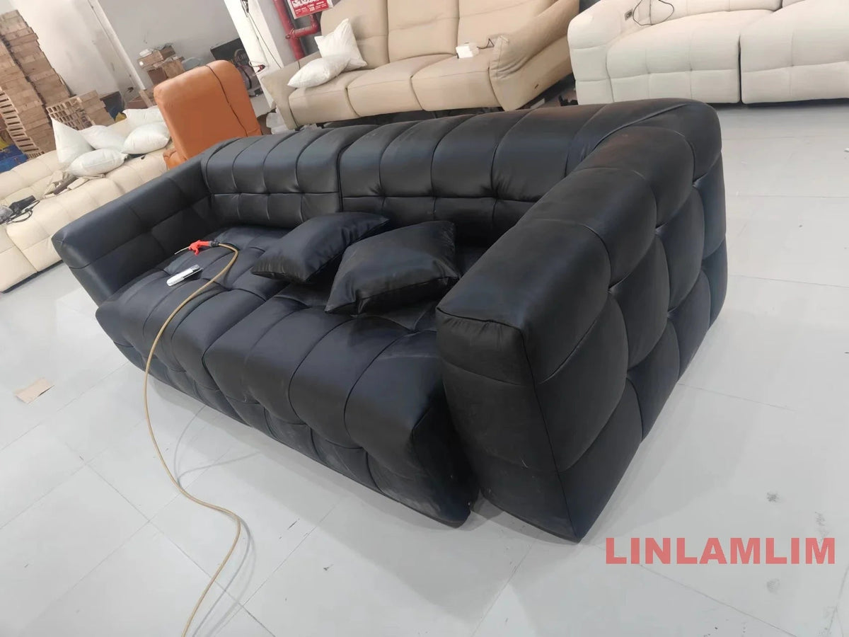 Linlamlim Multifunctional Convertible Sofa Bed, Modern Genuine Leather Folding Marshmallow Couch Cama Living Room Home Furniture - PatioLix