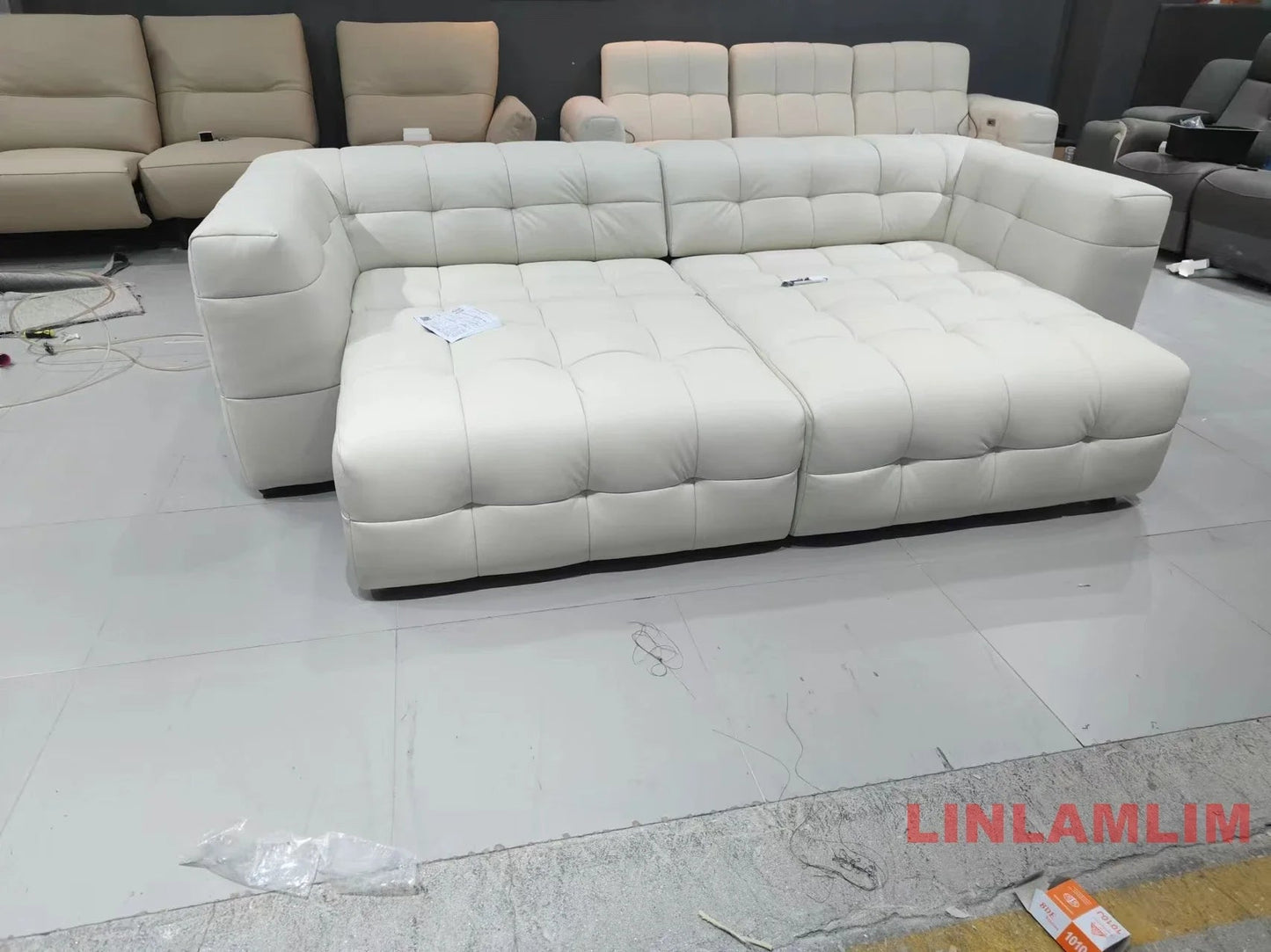 Linlamlim Multifunctional Convertible Sofa Bed, Modern Genuine Leather Folding Marshmallow Couch Cama Living Room Home Furniture - PatioLix