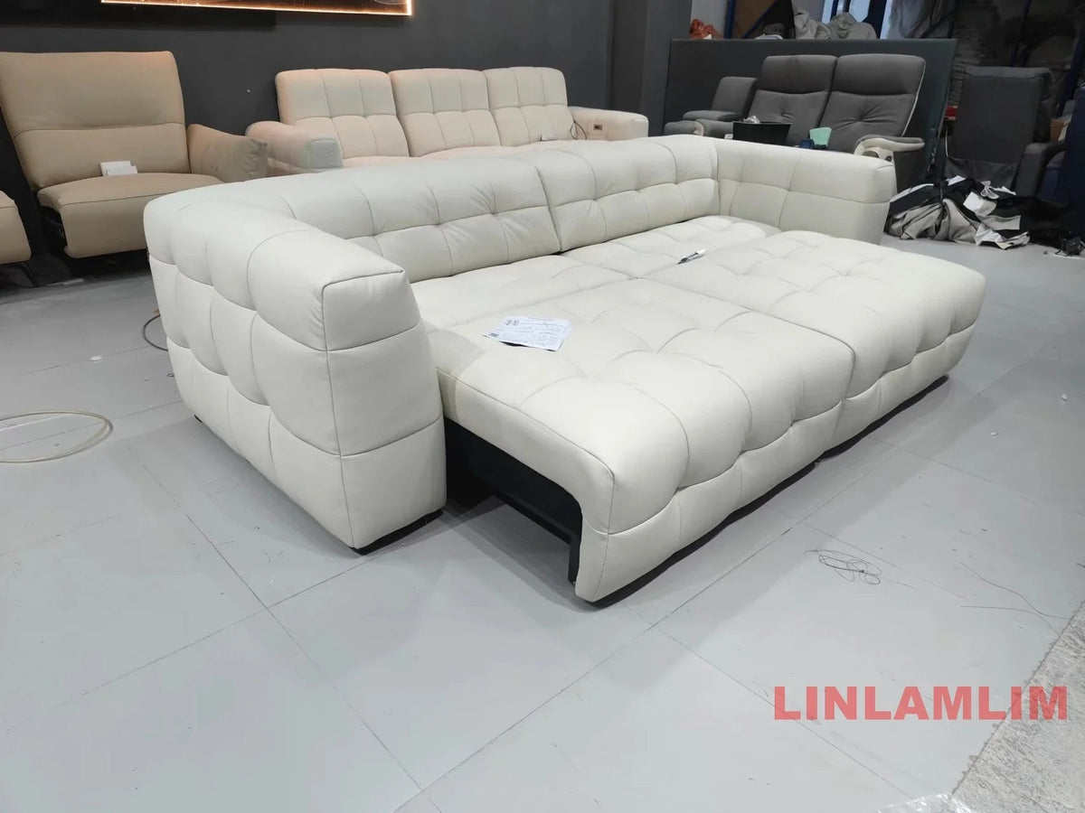 Linlamlim Multifunctional Convertible Sofa Bed, Modern Genuine Leather Folding Marshmallow Couch Cama Living Room Home Furniture - PatioLix