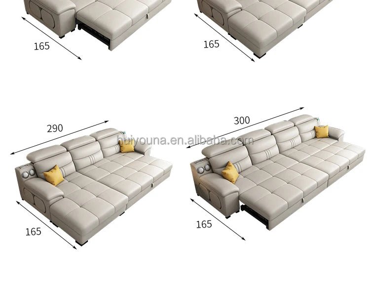 Living Room Sofa Bed Locker Double Corner Combination Sofa Bed Combination Sofa with Pull - out Folding Modern - PatioLix