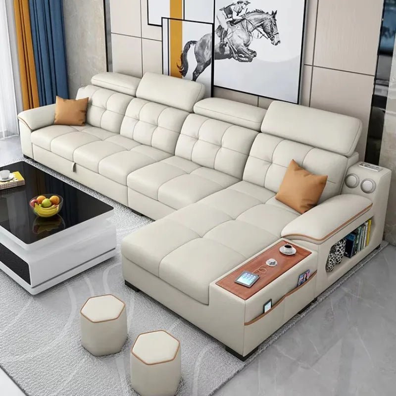 Living Room Sofa Bed Locker Double Corner Combination Sofa Bed Combination Sofa with Pull - out Folding Modern - PatioLix