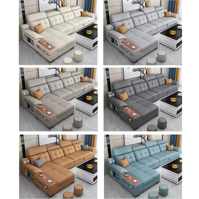 Living Room Sofa Bed Locker Double Corner Combination Sofa Bed Combination Sofa with Pull - out Folding Modern - PatioLix