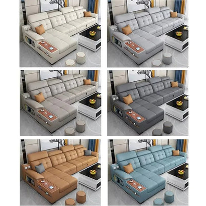 Living Room Sofa Bed Locker Double Corner Combination Sofa Bed Combination Sofa with Pull - out Folding Modern - PatioLix