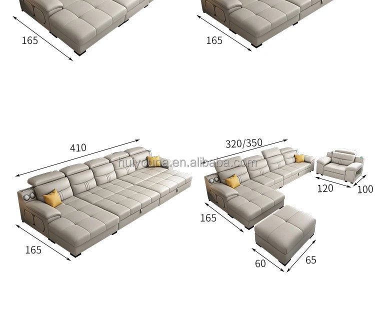 Living Room Sofa Bed Locker Double Corner Combination Sofa Bed Combination Sofa with Pull - out Folding Modern - PatioLix