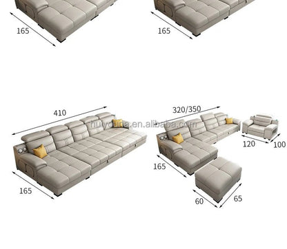 Living Room Sofa Bed Locker Double Corner Combination Sofa Bed Combination Sofa with Pull - out Folding Modern - PatioLix