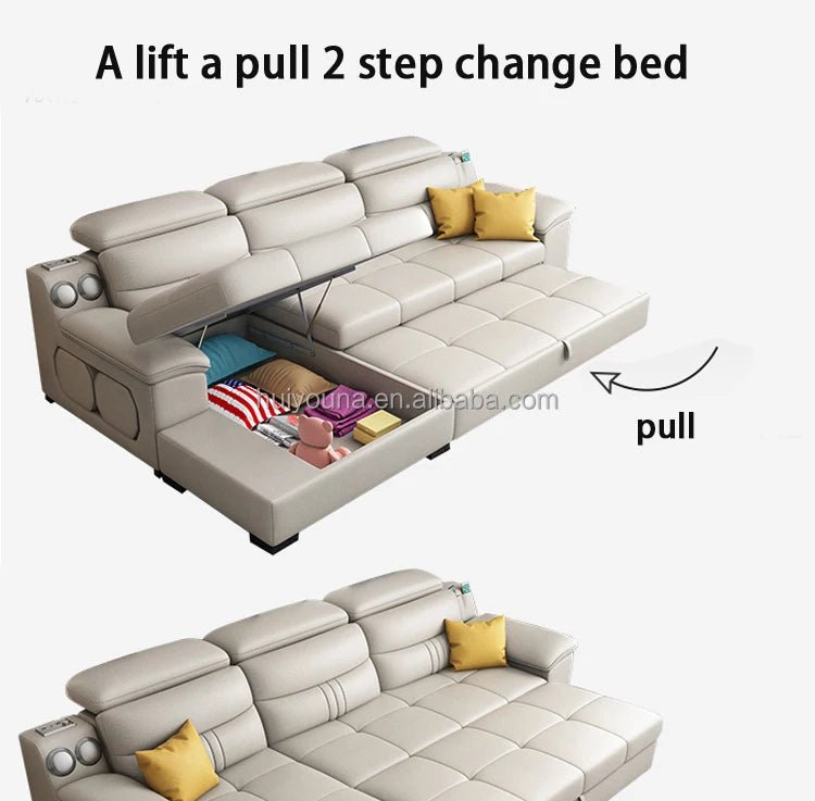 Living Room Sofa Bed Locker Double Corner Combination Sofa Bed Combination Sofa with Pull - out Folding Modern - PatioLix