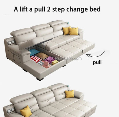 Living Room Sofa Bed Locker Double Corner Combination Sofa Bed Combination Sofa with Pull - out Folding Modern - PatioLix