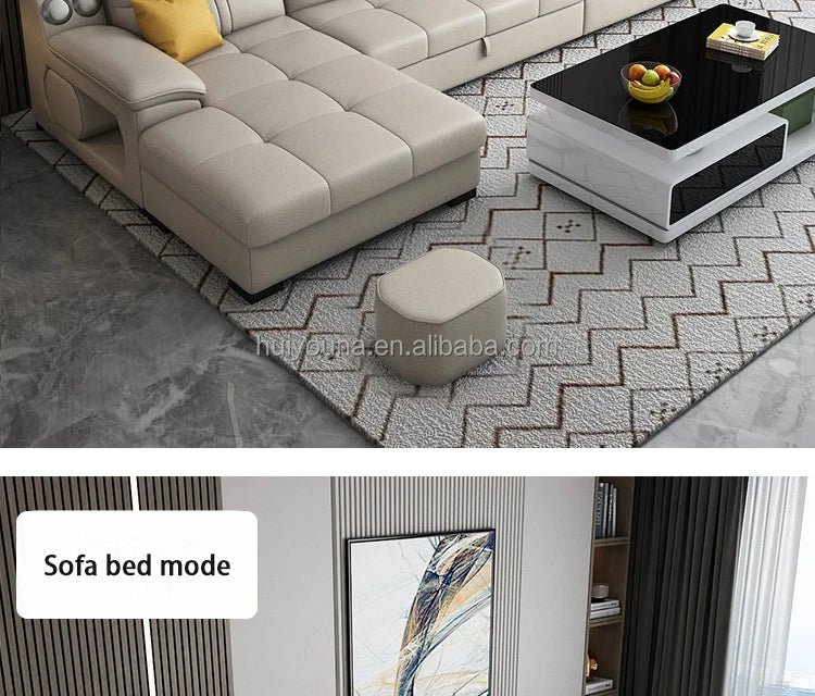 Living Room Sofa Bed Locker Double Corner Combination Sofa Bed Combination Sofa with Pull - out Folding Modern - PatioLix