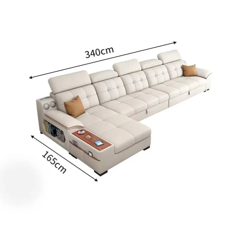 Living Room Sofa Bed Locker Double Corner Combination Sofa Bed Combination Sofa with Pull - out Folding Modern - PatioLix
