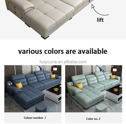 Living Room Sofa Bed Locker Double Corner Combination Sofa Bed Combination Sofa with Pull - out Folding Modern - PatioLix