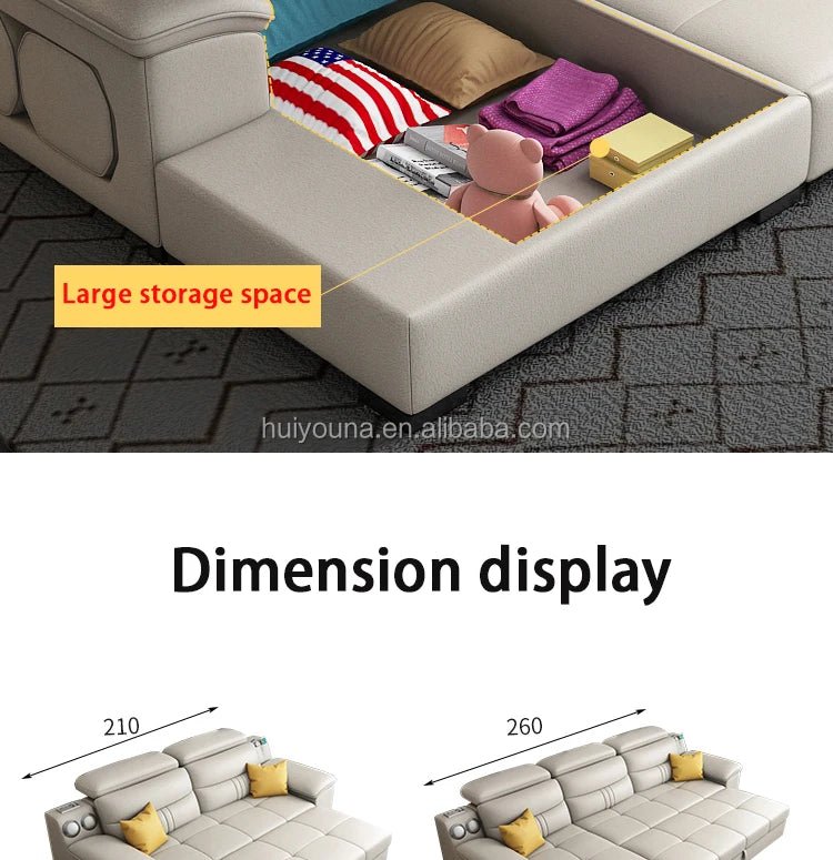 Living Room Sofa Bed Locker Double Corner Combination Sofa Bed Combination Sofa with Pull - out Folding Modern - PatioLix