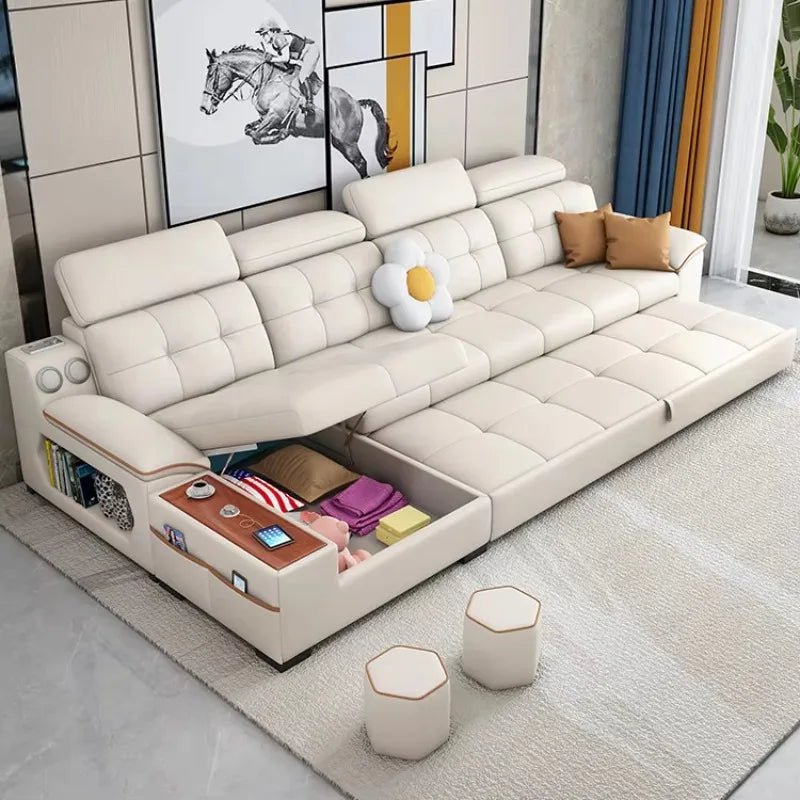 Living Room Sofa Bed Locker Double Corner Combination Sofa Bed Combination Sofa with Pull - out Folding Modern - PatioLix