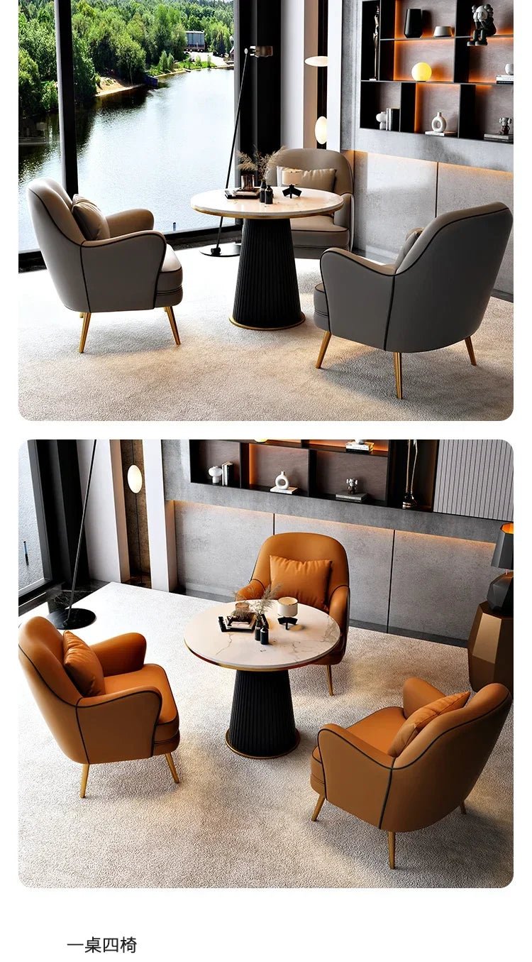 Luxury Modern Chairs Living Room Metal Queen Leather Vanity Sofa Nordic Armchair Back Support Fauteuil Salon Home Furniture - PatioLix