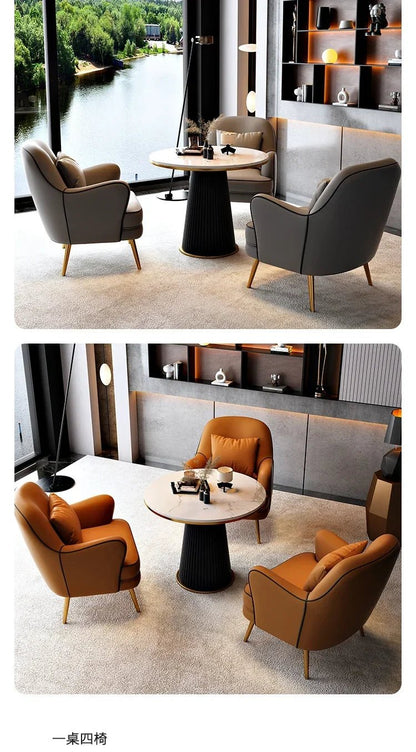 Luxury Modern Chairs Living Room Metal Queen Leather Vanity Sofa Nordic Armchair Back Support Fauteuil Salon Home Furniture - PatioLix