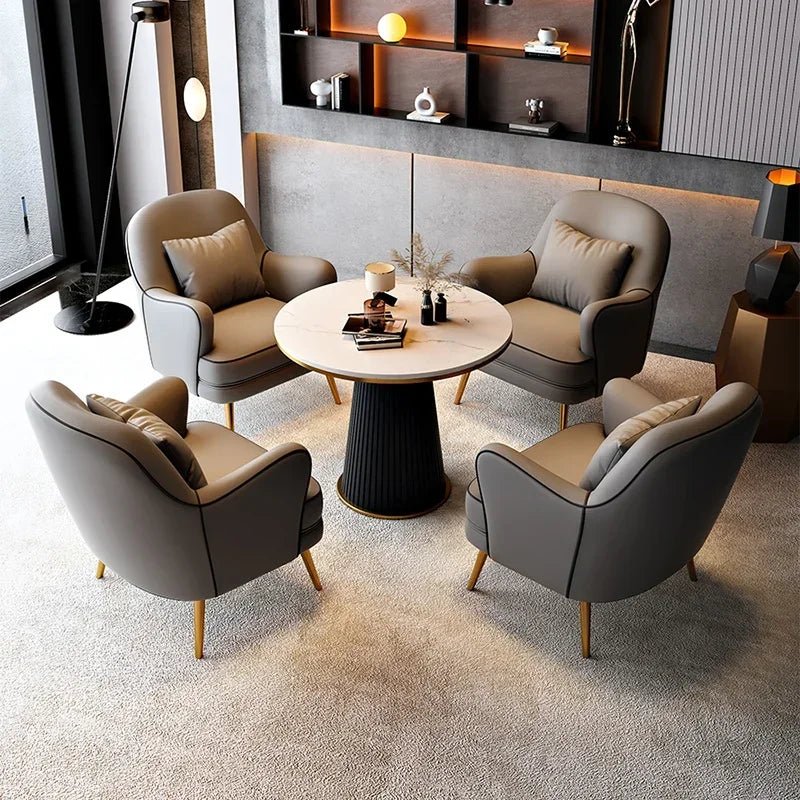 Luxury Modern Chairs Living Room Metal Queen Leather Vanity Sofa Nordic Armchair Back Support Fauteuil Salon Home Furniture - PatioLix