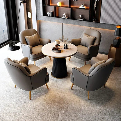 Luxury Modern Chairs Living Room Metal Queen Leather Vanity Sofa Nordic Armchair Back Support Fauteuil Salon Home Furniture - PatioLix