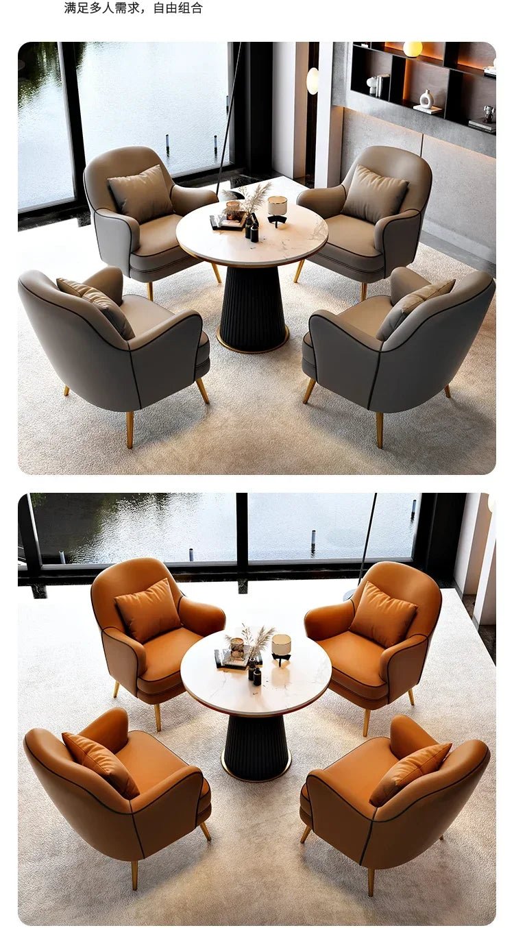 Luxury Modern Chairs Living Room Metal Queen Leather Vanity Sofa Nordic Armchair Back Support Fauteuil Salon Home Furniture - PatioLix