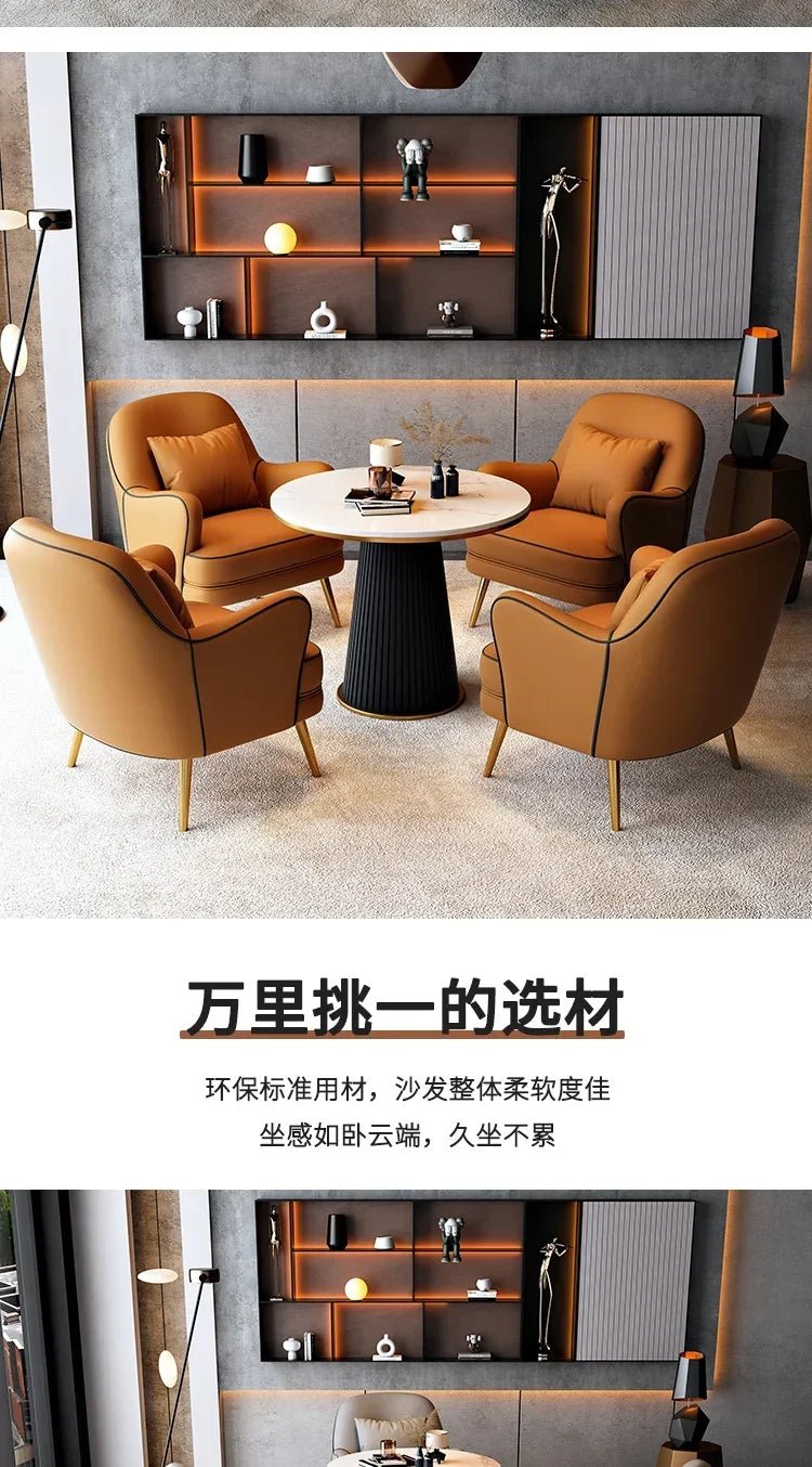 Luxury Modern Chairs Living Room Metal Queen Leather Vanity Sofa Nordic Armchair Back Support Fauteuil Salon Home Furniture - PatioLix