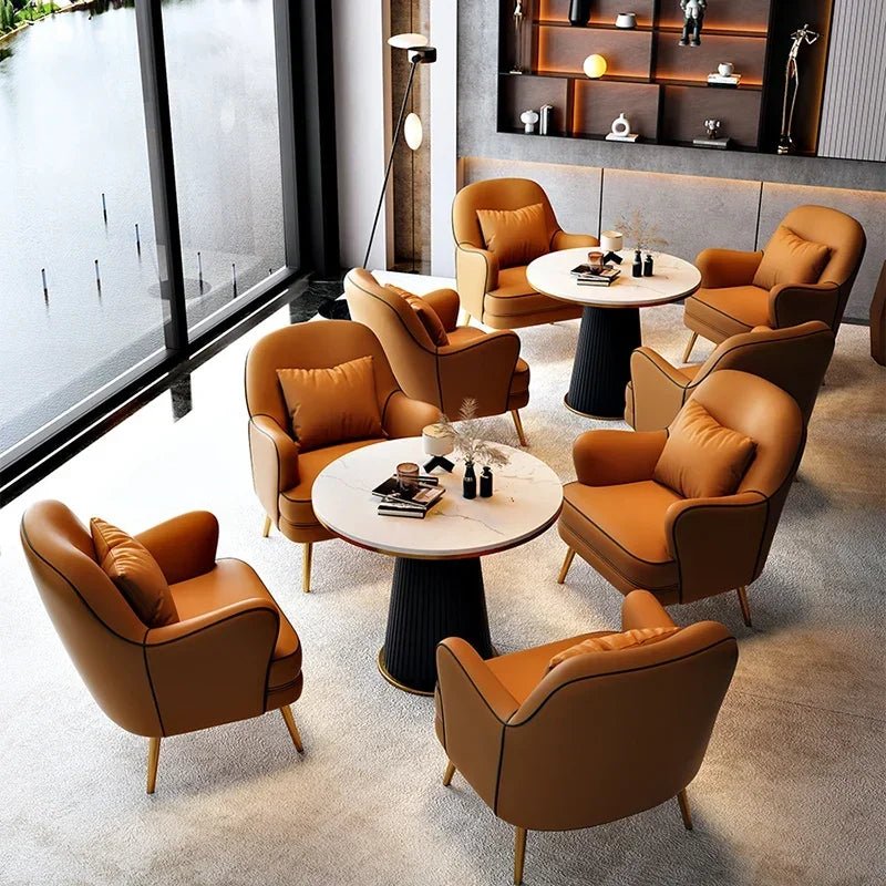 Luxury Modern Chairs Living Room Metal Queen Leather Vanity Sofa Nordic Armchair Back Support Fauteuil Salon Home Furniture - PatioLix