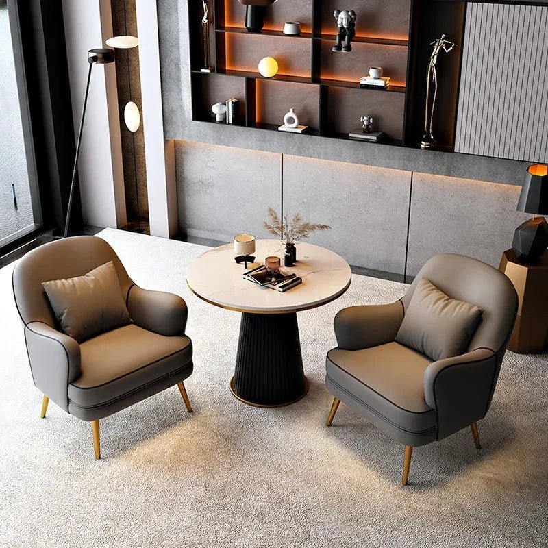 Luxury Modern Chairs Living Room Metal Queen Leather Vanity Sofa Nordic Armchair Back Support Fauteuil Salon Home Furniture - PatioLix