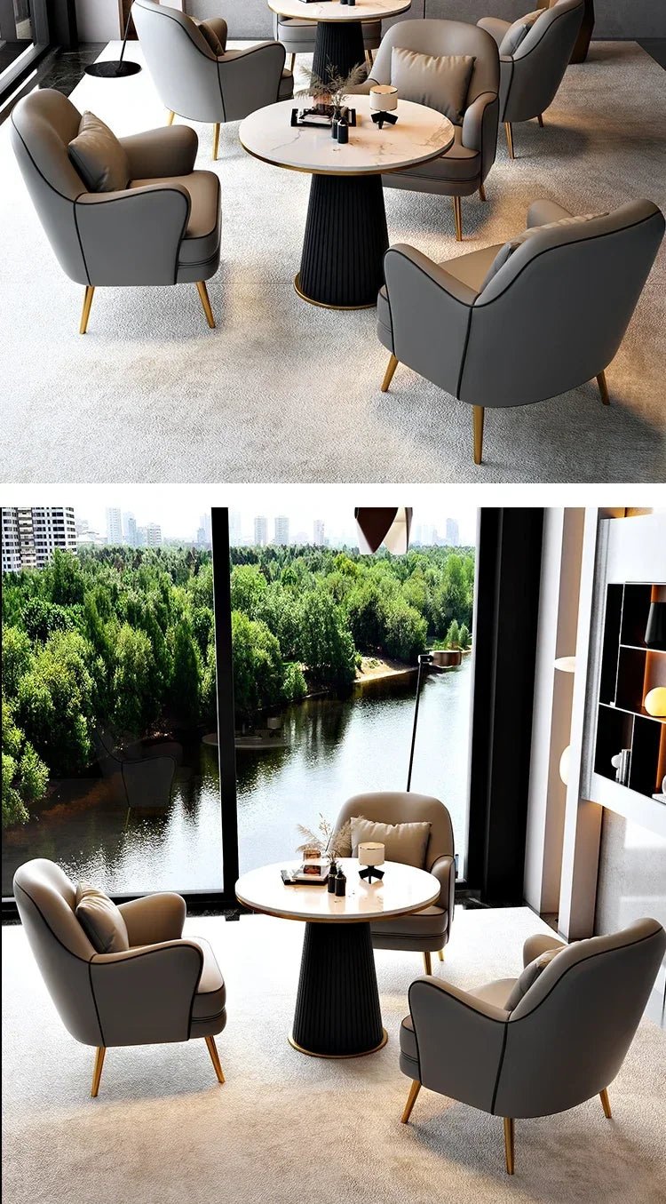 Luxury Modern Chairs Living Room Metal Queen Leather Vanity Sofa Nordic Armchair Back Support Fauteuil Salon Home Furniture - PatioLix